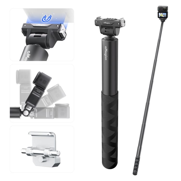 aMagisn 1.2m Adjustable Magnetic Quick-Release Selfie Stick For DJI Osmo 360 II / Osmo Nano / Osmo Action 6