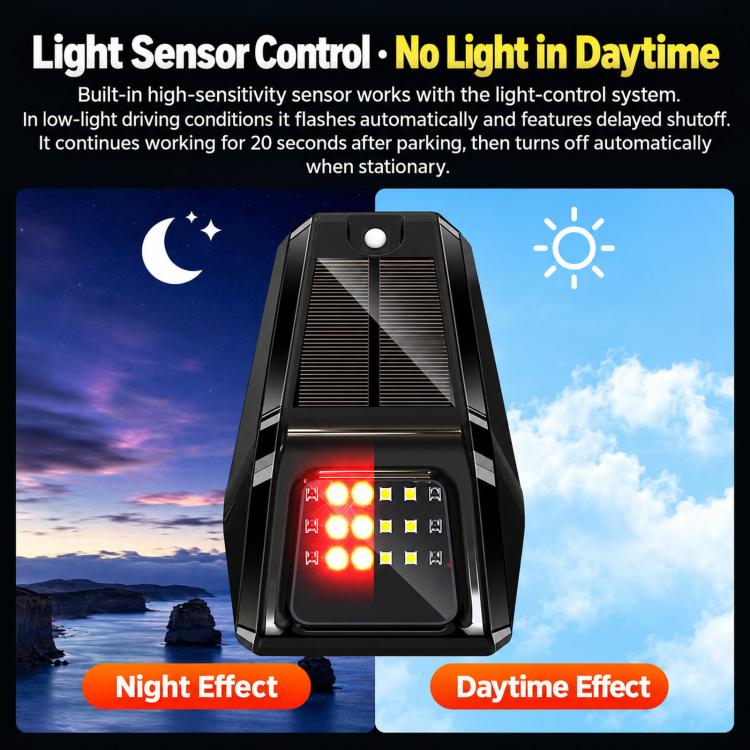 Solar-Powered LED Car Roof Warning Light