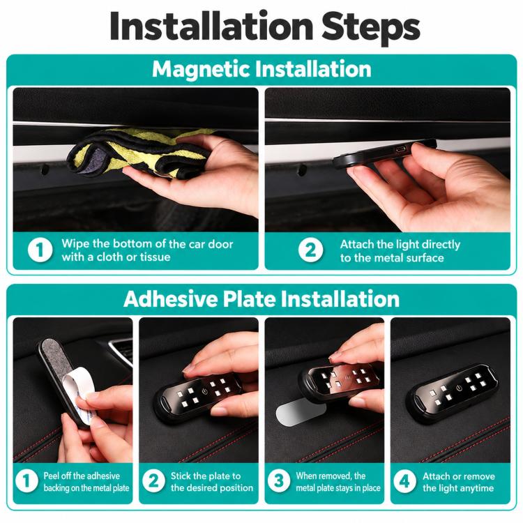 LED Car Door Warning Light Rechargeable Anti-Collision Light Magnetic Ambient Lamp