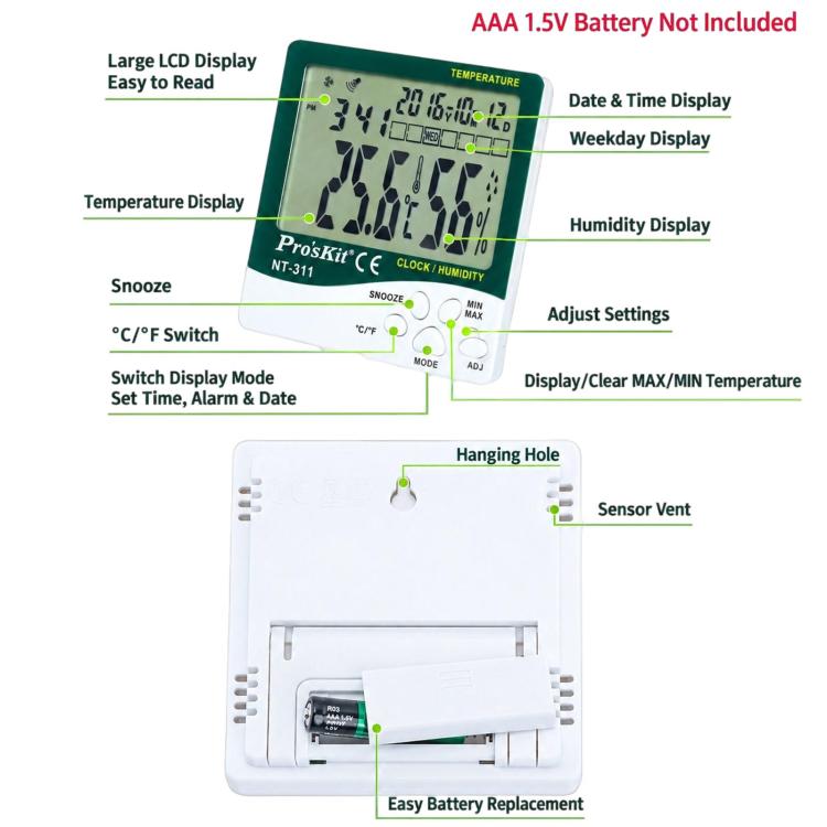 ProsKit NT-311 High Precision Digital Electronic Thermometer For Warehouse & Home Use — view 4