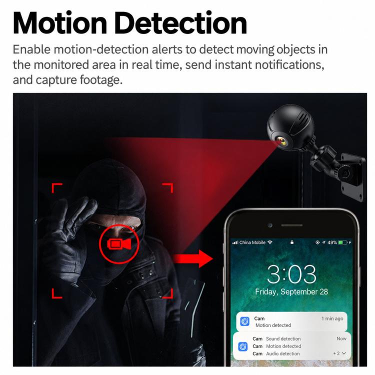X3 Mini Wireless WiFi Security Camera HD Action Sports DV Cam with Night Vision & Motion Detection