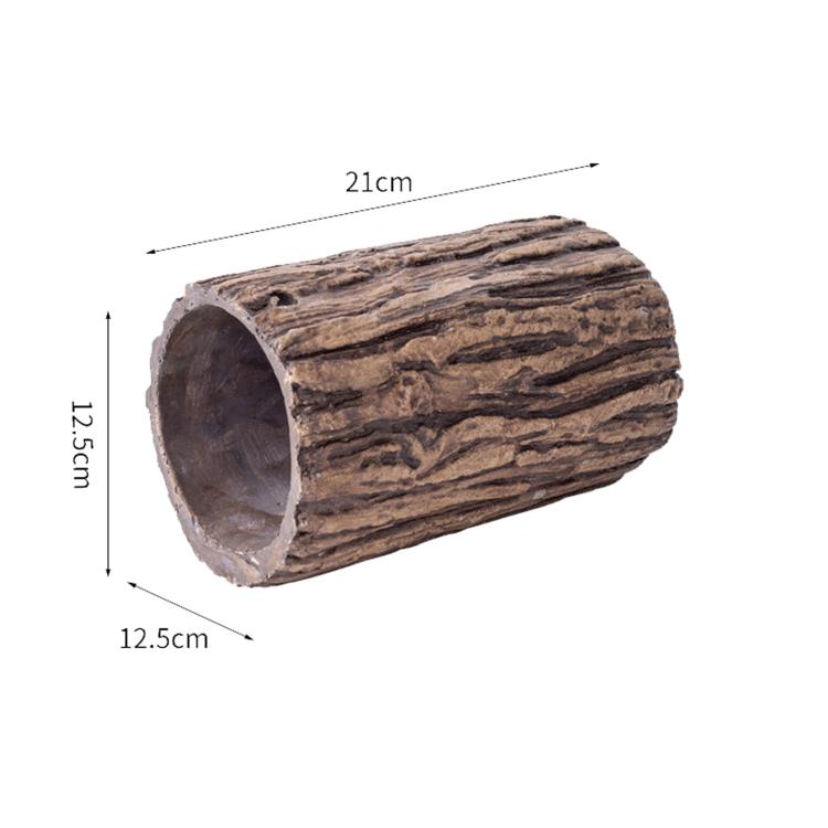 Gecko Reptile Hideout Turtle Basking Platform Landscape Bark — Cylindrical Stump Black