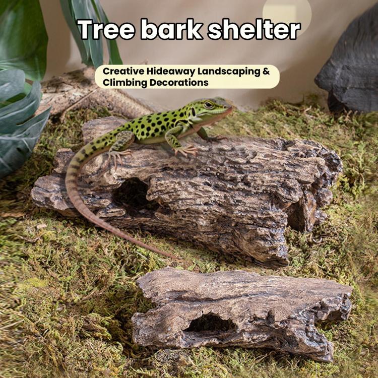 Gecko Reptile Hideout Turtle Basking Platform Landscape Bark — Cylindrical Stump Brown