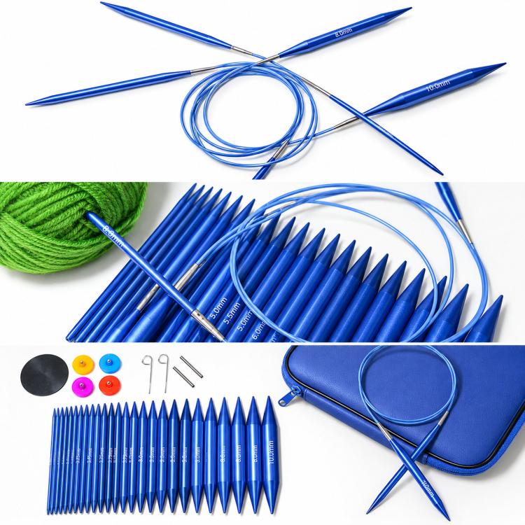 Interchangeable Circular Knitting Needles Set Aluminum Needles Kit with Case, 40 PCS/Pack — view 3