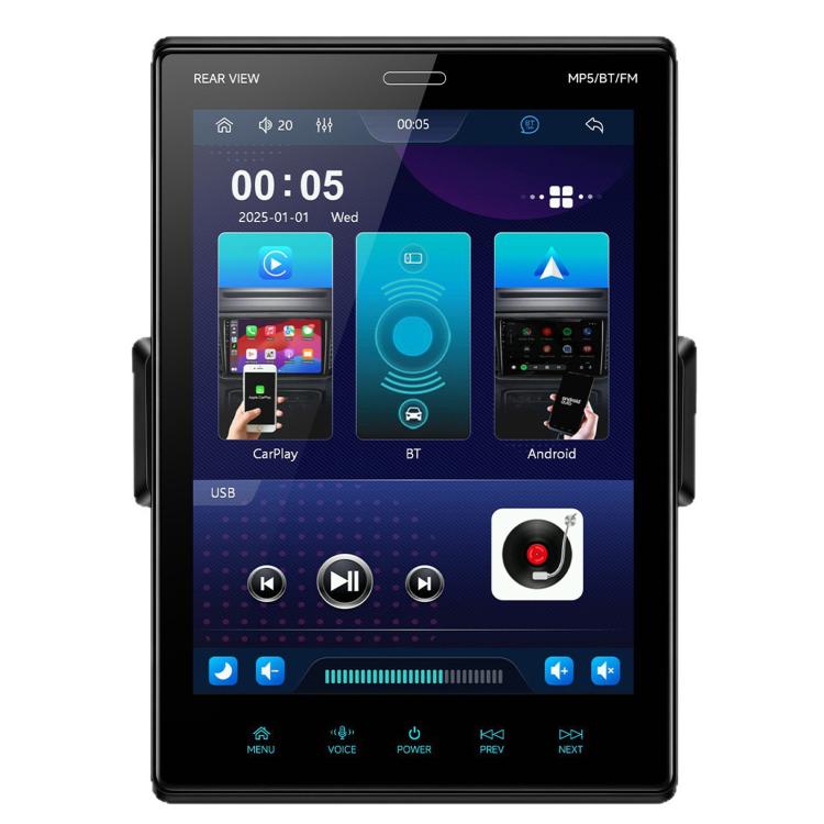 9.5 inch Single Din Vertical Touchscreen Car Stereo Adjustable Screen Radio with Wireless CarPlay