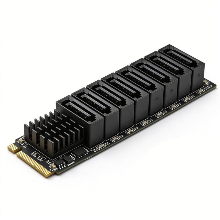 M.2 KEY-M NVMe PCIe To 8-Port SATA 3.0 Expansion Card For Hard Drives Driver-Free YLB3118