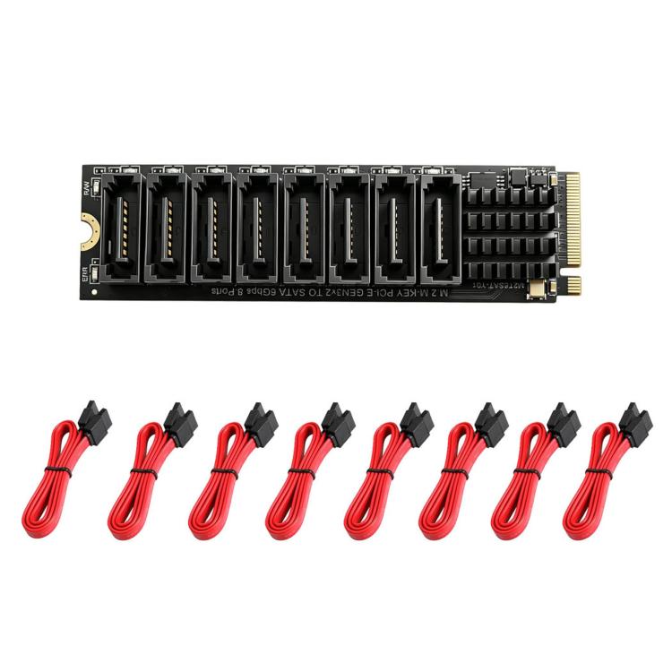 M.2 KEY-M NVMe PCIe To 8-Port SATA 3.0 Expansion Card For Hard Drives Driver-Free YLB3118 — M28SATA-Y01
