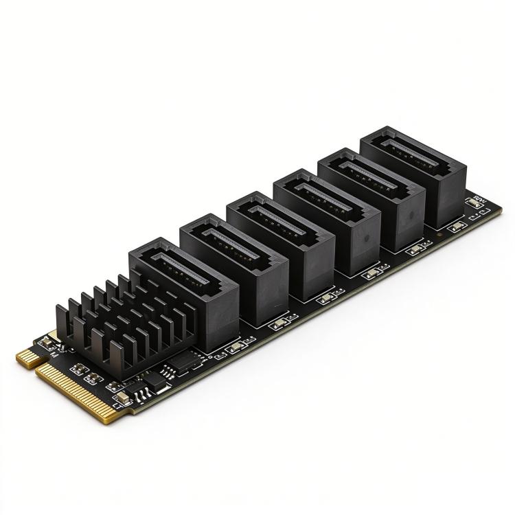 M.2 KEY-M NVMe PCIe To 6-Port SATA 3.0 Expansion Card For Hard Drives Driver-Free YLB3116