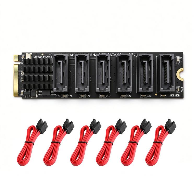 M.2 KEY-M NVMe PCIe To 6-Port SATA 3.0 Expansion Card For Hard Drives Driver-Free YLB3116 — M26SATA-Y01