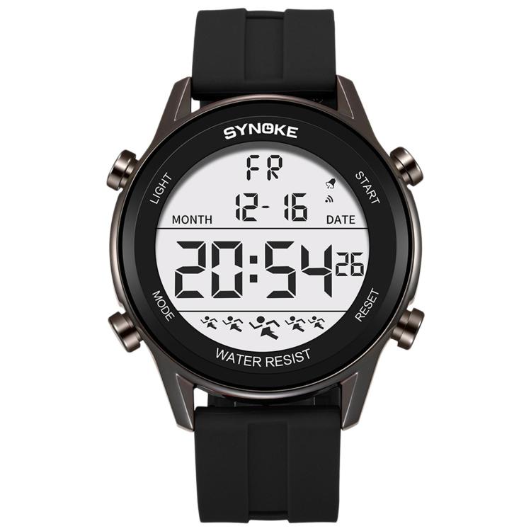 SYNOKE 9825A Men Sports Silicone Digital Watch Multifunctional Waterproof Luminous Large Screen Watch