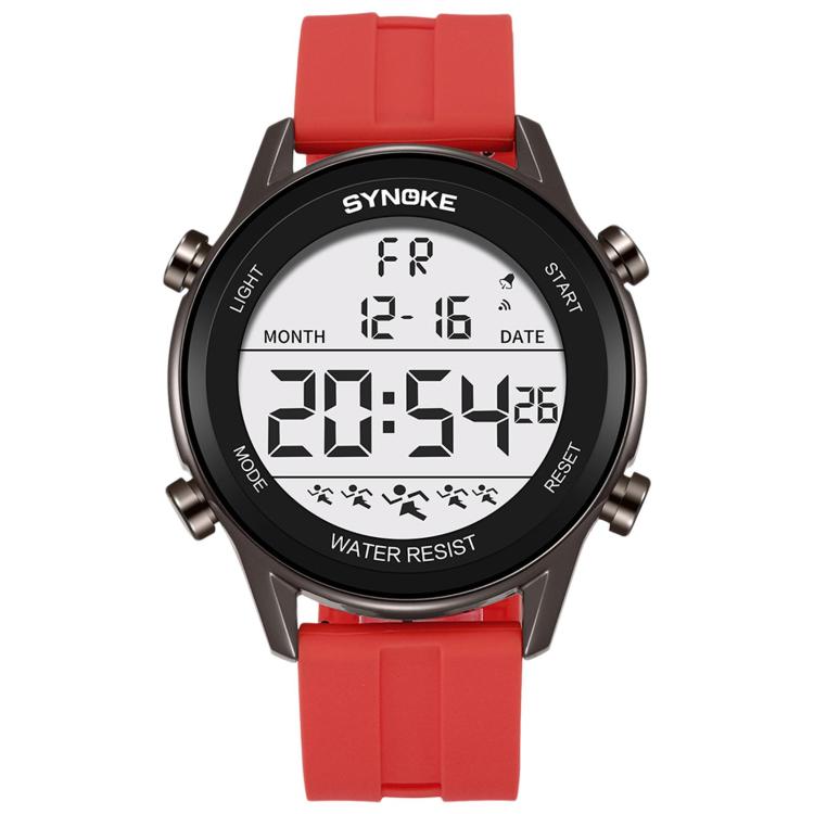 SYNOKE 9825A Men Sports Silicone Digital Watch Multifunctional Waterproof Luminous Large Screen Watch — Blue