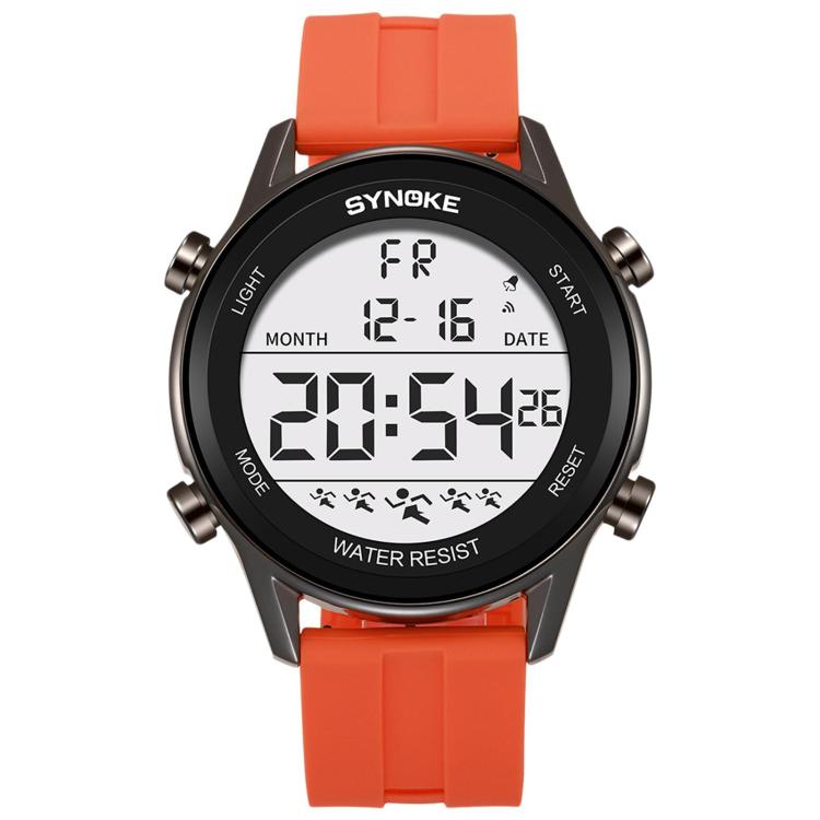 SYNOKE 9825A Men Sports Silicone Digital Watch Multifunctional Waterproof Luminous Large Screen Watch — Red