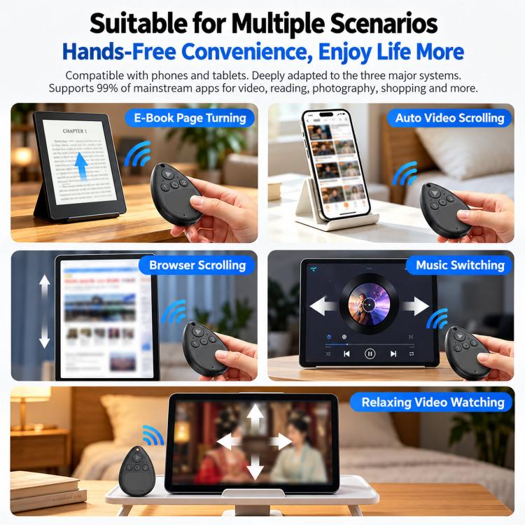 Bluetooth Page Turner Remote Wireless Touchpad Scroller Control For Short Video E-Book Tablet — view 8