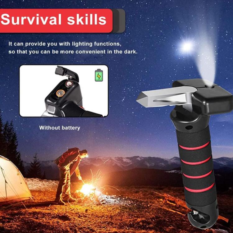Car Door Handle Safety Hammer Emergency Escape Tool — With Lights Blue
