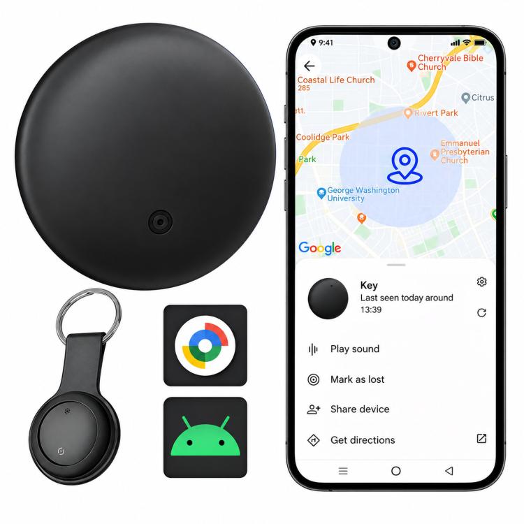 S10 Bluetooth Tracker Tag For Android Google Find My Device — With Magnetic Case White