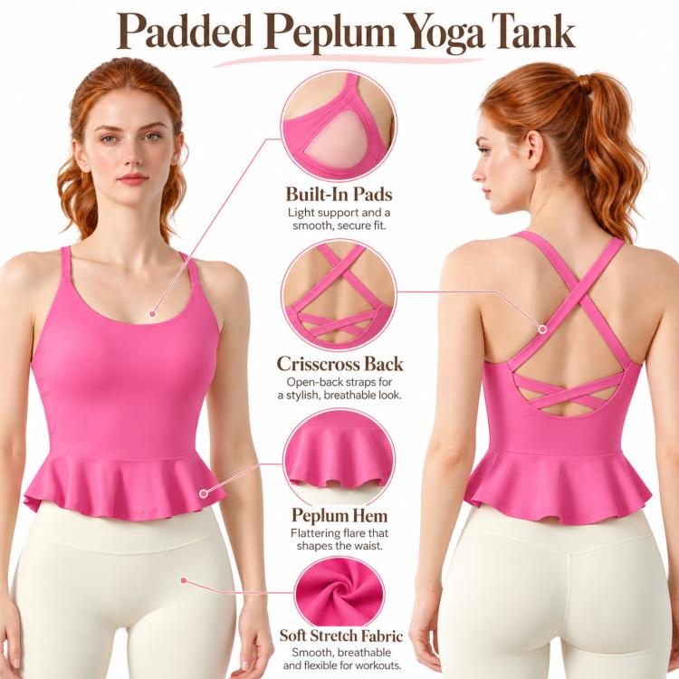 XC-104 Women Backless Yoga Top With Built-In Pads Shockproof Sports Bra Cami Top — view 26