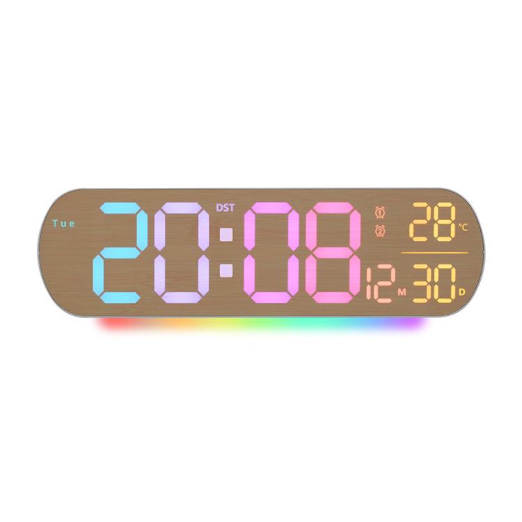 RGB LED Digital Wall Clock Color Changing Display with Date Temperature Alarm Ambient Light