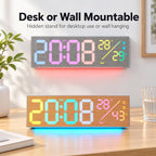RGB LED Digital Wall Clock Color Changing Display with Date Temperature Alarm Ambient Light — view 8