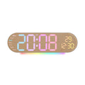 RGB LED Digital Wall Desk Clock with Date Temperature Humidity DST, Ambient Light