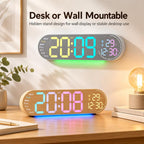 RGB LED Digital Wall Desk Clock with Date Temperature Humidity DST, Ambient Light — view 8