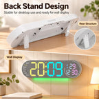 RGB LED Digital Wall Desk Clock with Date Temperature Humidity DST, Ambient Light — view 9