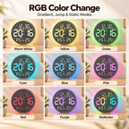 RGB LED Digital Wall Desk Clock with Date Temperature Humidity DST, Ambient Light — view 10