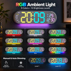RGB LED Digital Wall Desk Clock with Date Temperature Humidity DST, Ambient Light — view 11