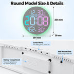 RGB LED Digital Wall Desk Clock with Date Temperature Humidity DST, Ambient Light — view 13