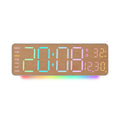 RGB Digital Wall Clock with Ambient Light Auto-Dimming, Temperature Date Alarm