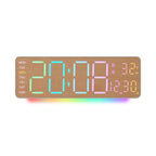 RGB Digital Wall Clock with Ambient Light Auto-Dimming, Temperature Date Alarm