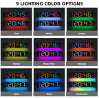 RGB Digital Wall Clock with Ambient Light Auto-Dimming, Temperature Date Alarm — view 9