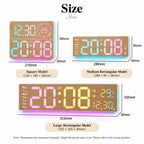 RGB Digital Wall Clock with Ambient Light Auto-Dimming, Temperature Date Alarm — view 13