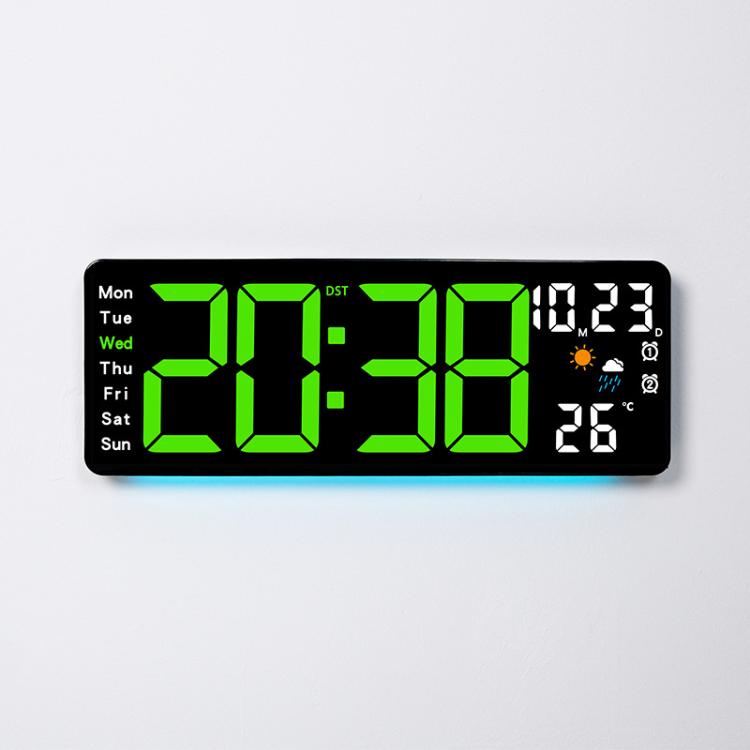 17 Inch LED Wall Clock Digital Temperature Display With Ambient Light