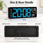 17 Inch LED Wall Clock Digital Temperature Display With Ambient Light — view 11