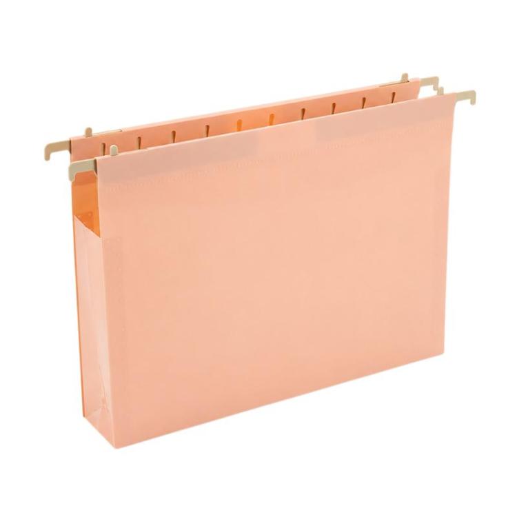 Letter Size PP Suspension Hanging Folder Document Sorting Organizer with Index Inserts for Office Filing Cabinet — Light Orange