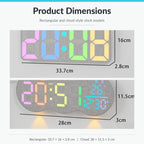 LED Wall Clock Digital Colorful Display Faux Wood Grain Fabric Surface Modern Electronic Timepiece — view 10