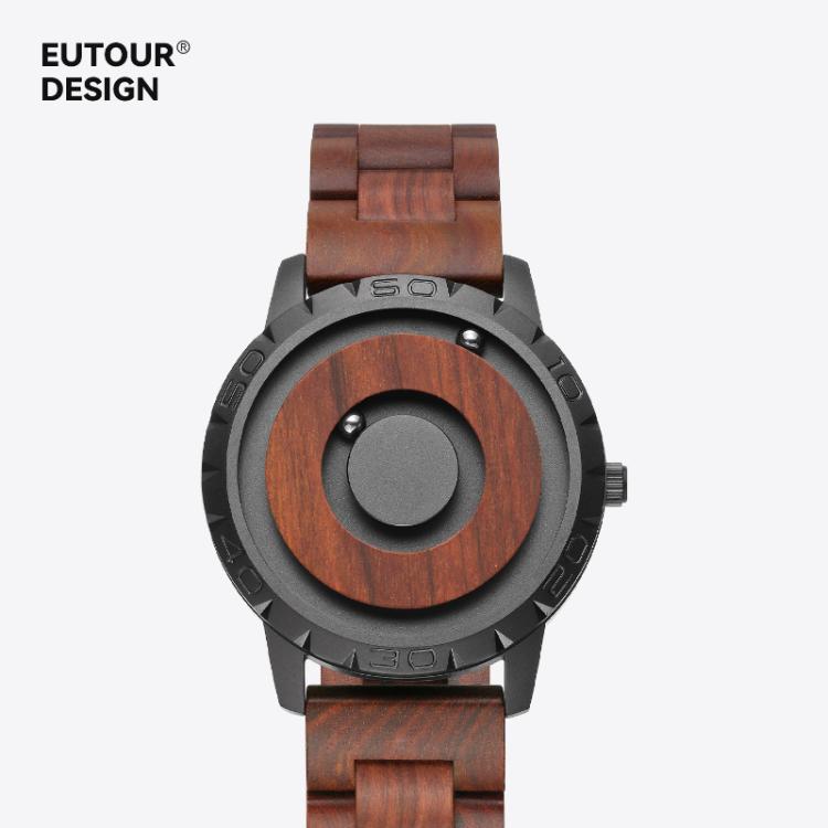 EUTOUR E031 Magnetic Watch Men Natural Sandalwood Wooden Wristwatch No Hand Floating Timepiece — E031A-M1