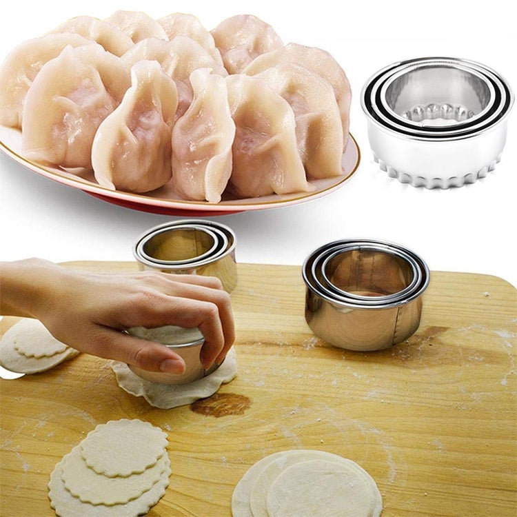 3pcs/set Stainless Steel Round Dumplings Wrappers Molds Set Cutter Maker Tools