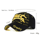 Embroidery Letter Pattern Adjustable Curved Eaves Baseball Cap, Head Circumference: 54-62cm — black yellow
