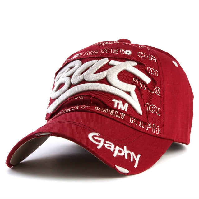 Embroidery Letter Pattern Adjustable Curved Eaves Baseball Cap, Head Circumference: 54-62cm — khaki red