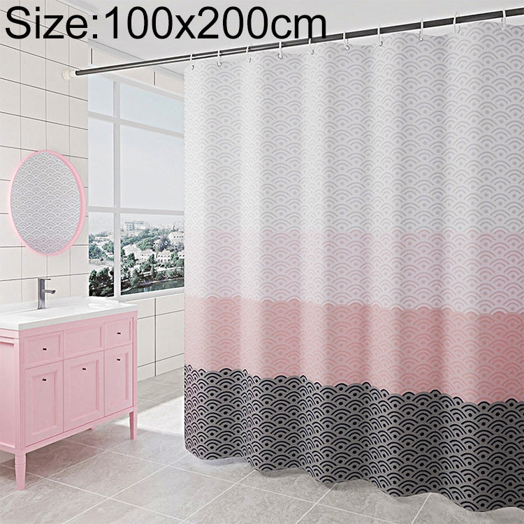Geometric Shower Curtain Waterproof Bath Bathroom Curtain — With 280 x Height 200cm