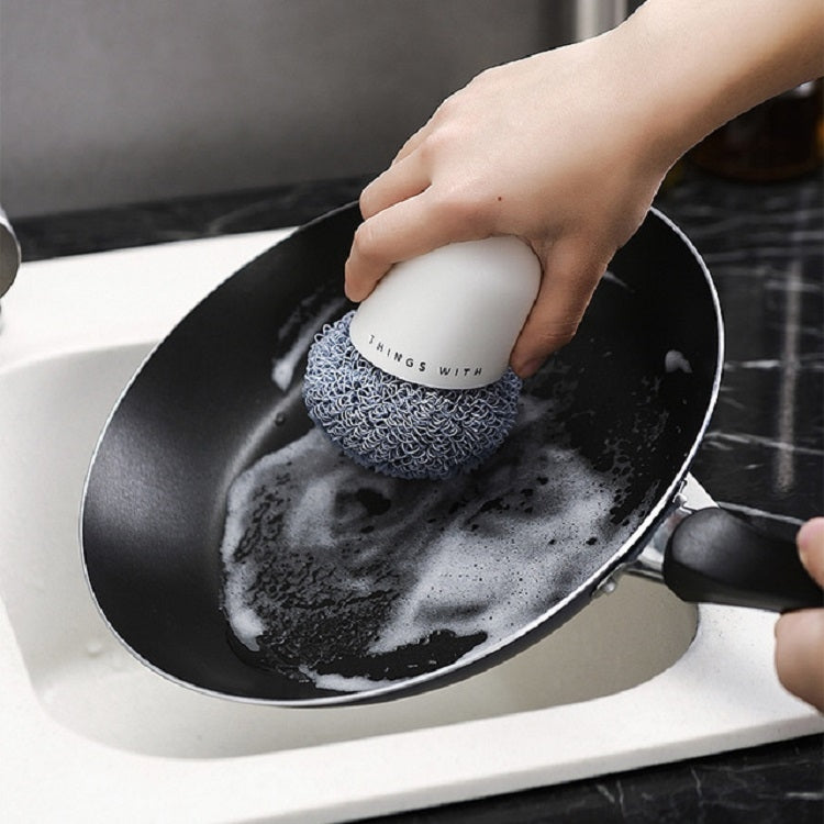 Polyester Cleaning Ball Household Handle Cleaning Brush Kitchen Short Handle Dishwashing Pot Brush