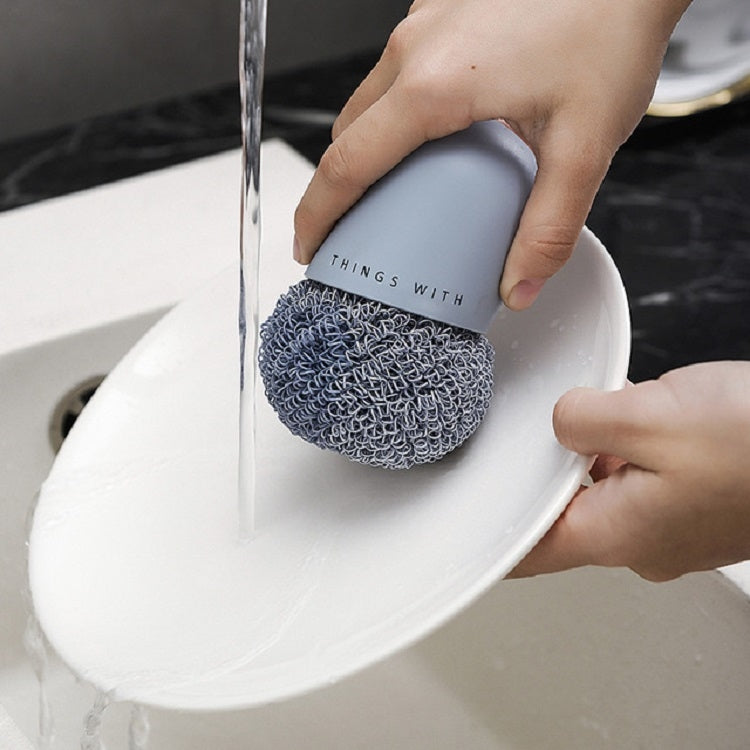 Polyester Cleaning Ball Household Handle Cleaning Brush Kitchen Short Handle Dishwashing Pot Brush — view 10