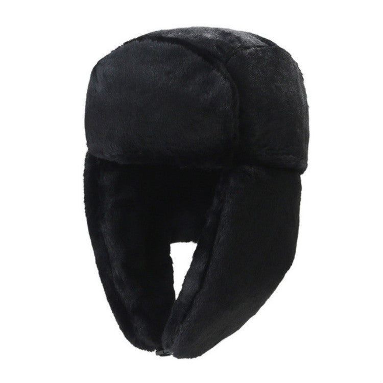 Winter Outdoor Pure Color Plush Warm Ear Cap Flight Cap