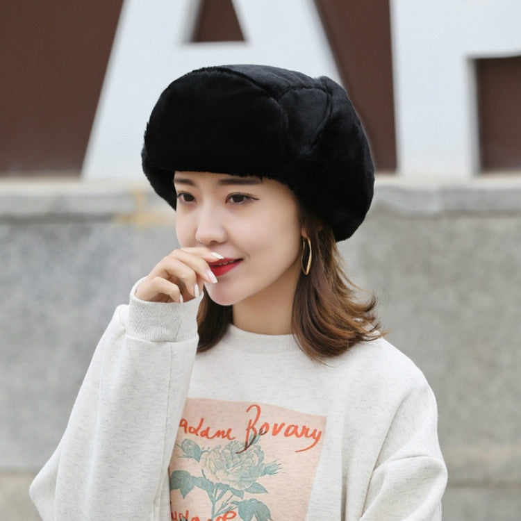 Winter Outdoor Pure Color Plush Warm Ear Cap Flight Cap