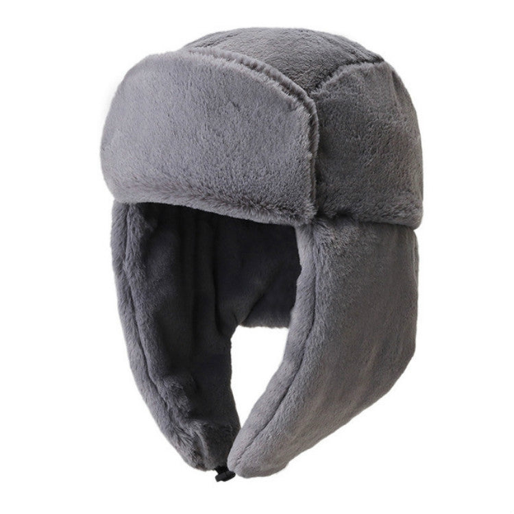 Winter Outdoor Pure Color Plush Warm Ear Cap Flight Cap