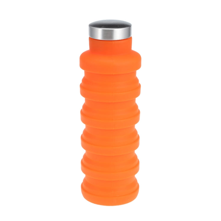 Portable Silicone Water Bottle Retractable Folding Coffee Bottle Outdoor Travel Drinking Sport Drink Kettle, Capacity:500ml — Blue