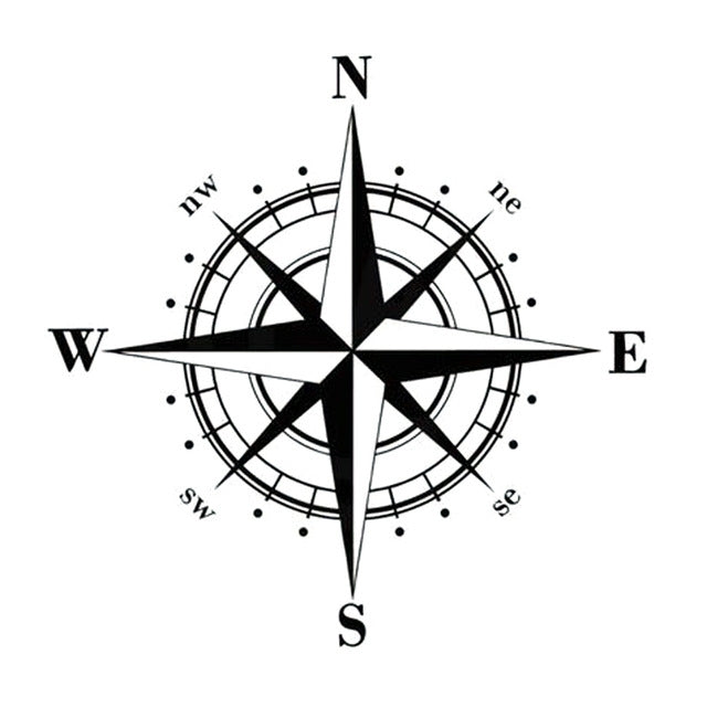 10pcs Art Design Vinyl NSWE Compass Car Stickers Decals Black/Silver