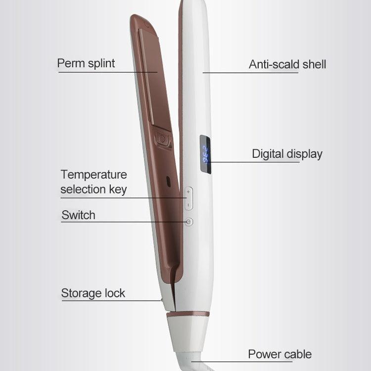 Hair Straightener Iron LED Display Ceramic Coating Plate Ionic Curling Iron