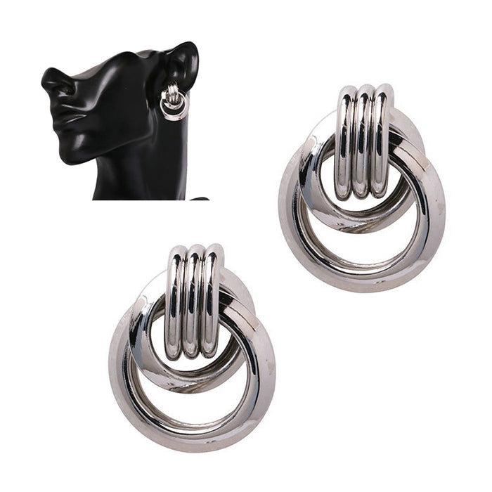 Vintage Trendy Punk Metal Circle Stud Earring for Women — view 7